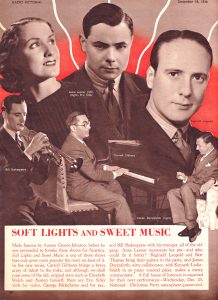 Anne Lenner with Carroll Gibbons, Bill Shakespeare, Eric Siday, Reginald Leopold and James Dyrenforth. Radio Pictorial (December 18, 1936).